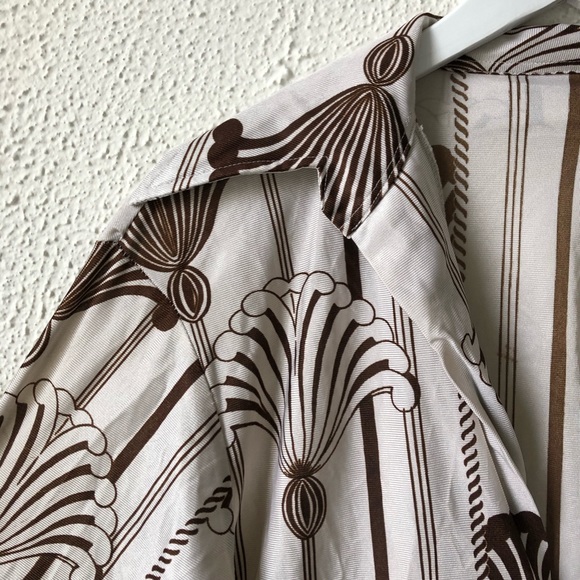 Vintage Satin Button Down Up Printed Blouse - Picture 3 of 6
